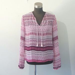 Decree Pink Print Sheer Blouse Size XS